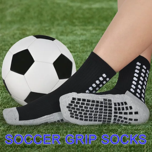 Vista 2 de Calcetines de fútbol para niños, antideslizantes, acolchados, atléticos, para correr, deportes, niños, jóvenes, 6 pares