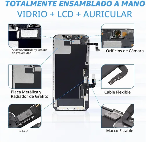 Vista 2 de Para iPhone 12/12 Pro Reemplazo de pantalla de 6.1 pulgadas con altavoz de oído y sensor de proximidad, 12pro 3D pantalla táctil LCD digitalizador