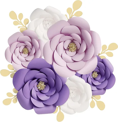 Vista 8 de Gukasxi Decoración de flores de papel 3D para pared, flor artificial 3D para centro de mesa de boda, despedida de soltera, fiesta de cumpleaños