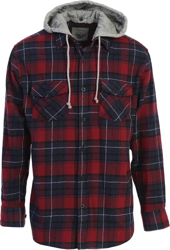 Vista 46 de Gioberti Camisa de franela a cuadros de algodón 100% para hombre con capucha extraíble y botones 100 – negro/azul real/gris.
