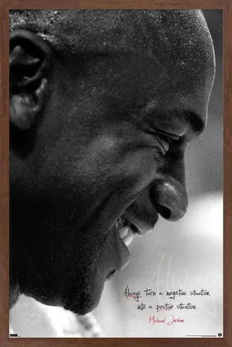 Vista 16 de Trends International Michael Jordan - Póster de pared siempre positivo, 22.4 pulgadas de largo x 14.7 pulgadas, versión enmarcada en madera
