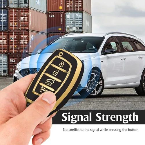 Vista 2 de Funda protectora inteligente de termoplástico con 4 botones para llave de Hyundai; funda compatible con los modelos Elantra, Ioniq, Sonata, Tucson