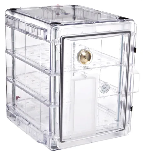 Vista 6 de SP Bel-Art Secador Clear 3.0 Gas-Purge - Armario desecador de purga de gas, 1.55 pies cúbicos ámbar con puertos de gas, diseño de cámara desecante