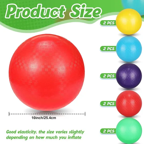 Vista 2 de Jerify 10 bolas inflables de PVC para juegos infantiles, para niños y adultos en juegos, gimnasio, ejercicios de yoga, suministros de fiesta escolar