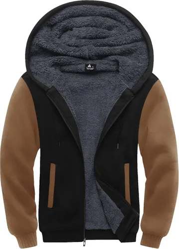Vista 50 de SCODI Sudaderas con capucha para hombre, forro polar pesado, cremallera completa, forro de sherpa grueso, chaqueta con capucha