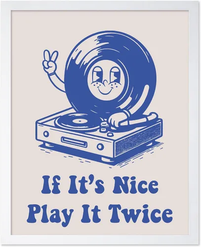 Vista 29 de Poster Master If It's Nice Play It Twice Poster - Retro Record Player Print - Turntable Art - Music Design - Blue Preppy Design - Trendy Artwork