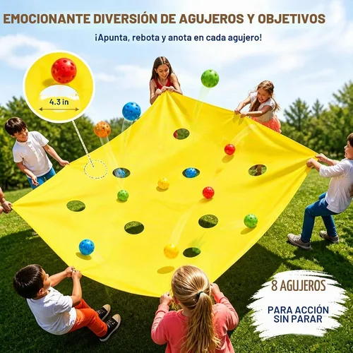 Vista 3 de Sonyabecca Yellow Hole Tarp Team Building Games for Work with 8 Pcs Team Building Ball for Teamwork Group Learning Fun