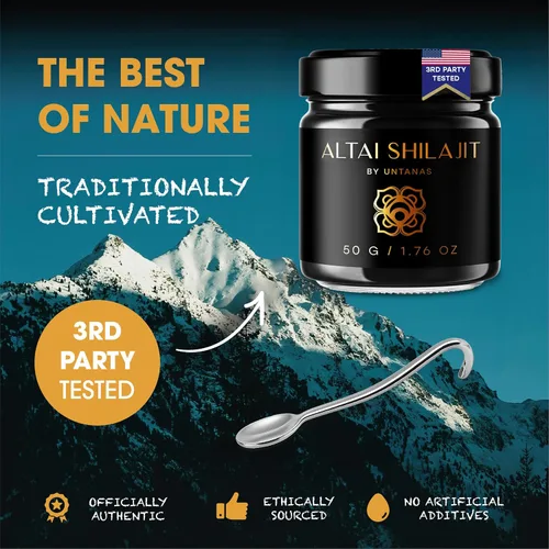 Vista 4 de Resina Altai Shilajit Shilajit pura de 1.76 onzas, Shilajit de grado dorado, suministro para 6 meses, para vitalidad y claridad mental, método