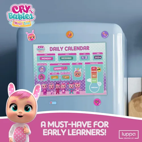 Vista 6 de Cry Baby My First - Calendario magnético para niños, aprendizaje atractivo, horario reutilizable y divertido gráfico de tareas, rutina diaria