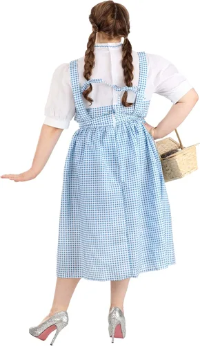 Vista 4 de Women's Kansas Girl Costume with Gingham Dress, Blouse, and Hair Ribbons - Classic Storybook Character Look