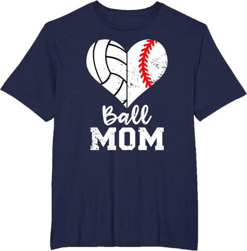 Vista 17 de Ball Mom Heart Funny Baseball Voleibol Mom - Camiseta para mamá, Negro, S