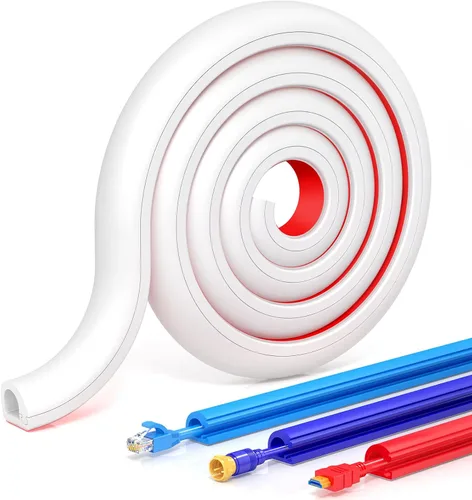 Vista 8 de Ocultador de cables de TV autoadhesivo de 157 pulgadas, gestión de cables flexibles de audio para el hogar, canaletas de cable coaxial RG6