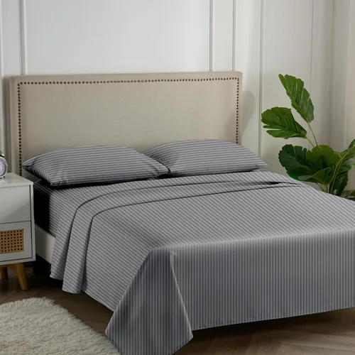Vista 25 de Carressa Linen - Juego de sábanas 100% algodón de 600 hilos