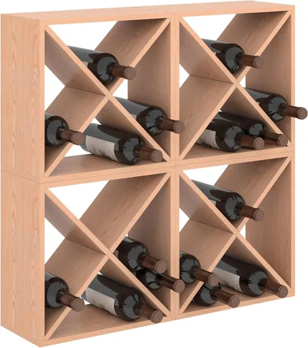 Vista 10 de JAXPETY Soporte compacto para 24 botellas, para bodega, cubo, bar, decoración de cocina, exhibición de madera, para el hogar, natural