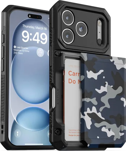 Vista 55 de VRS Design Damda Glide Pro funda compatible con iPhone 12/12 Pro, con espacio para 4 tarjetas, prémium, resistente, tarjetero semiautomático Verde