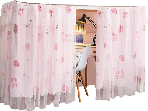 Vista 19 de Cortinas de gasa bonitas genéricas para litera con dosel de cama con encaje, 2 paneles, aguacate
