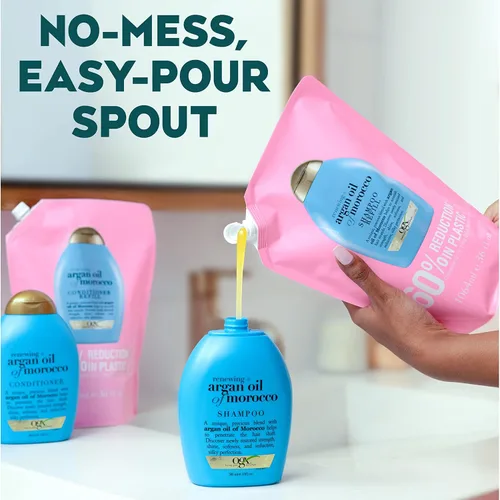 Vista 5 de OGX Renewing + Argan Oil of Morocco - Bolsa de repuesto para acondicionador para cabello fuerte y saludable, 36 onzas líquidas