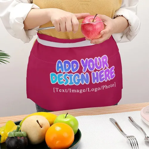 Vista 195 de AXKEUDO Delantal personalizado con bolsillos, delantales de cintura para camarera para cocinar en casa, restaurante, servir trabajo