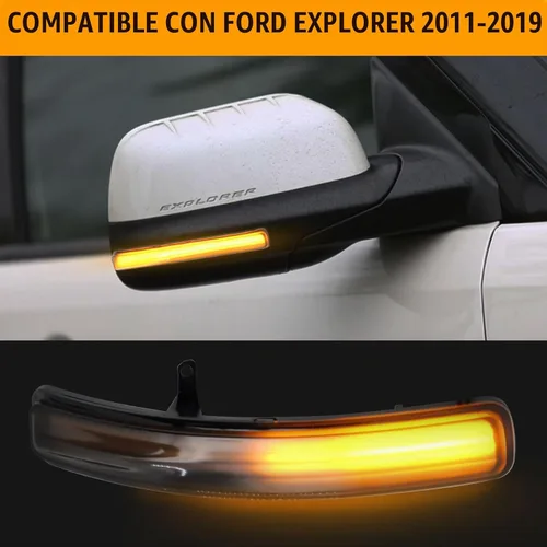 Vista 2 de [2 piezas] Luces intermitentes para retrovisor lateral para Ford Explorer 2011-2019 Reemplazo# BB5Z-13B375-A, BB5Z13B375A Ensamblaje de luces