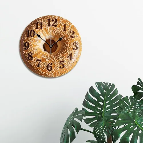 Vista 3 de Fprqlyze - Reloj de pared silencioso de 12 pulgadas, de cuarzo, sin tictac, funciona con pilas, fácil de leer, con números arábigos redondos