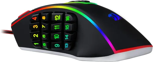 Vista 6 de Redragon M990 MMO - Mouse para videojuegos, 32000 DPI de alta precisión con cable RGB con 23 botones programables, 16 teclas macro laterales