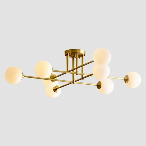 Vista 11 de Moderna Lámpara de Techo de 6 Luces con Forma de Globo Sputnik de Montaje Empotrado Lámpara de Techo Sputnik de Mediados del Siglo de Metal Dorado
