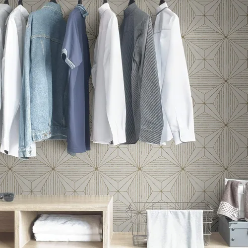 Vista 4 de Scott Living WallPops - Papel tapiz dorado para despegar y pegar, NuWallpaper