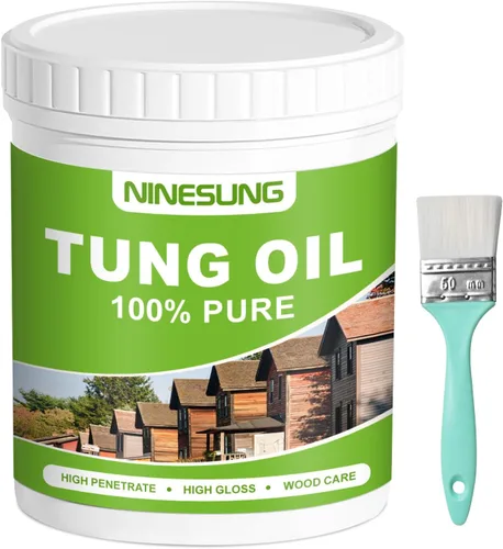 Vista 10 de Aceite Pure Tung para acabado de madera con cepillo de madera, aceite de madera de alta calidad, sellador de madera impermeable para interiores