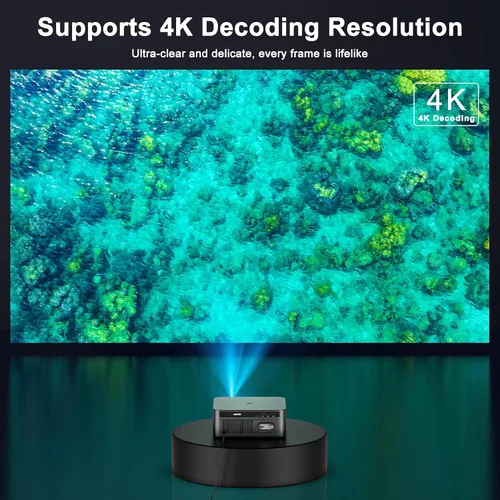 Vista 2 de HAPPRUN Proyector al Aire Libre de 2500 Lumens ANSI con Aplicaciones de Transmisión Integradas, Resolución de Decodificación 4K, Audio Dolby, WiFi 6