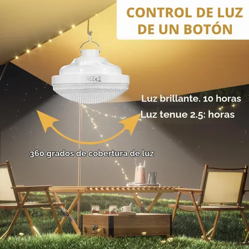 Vista 4 de 2 luces de tienda de campaña recargables 2400mAh LED luz de camping, IPX5 impermeable para camping, al aire libre, corte de energía