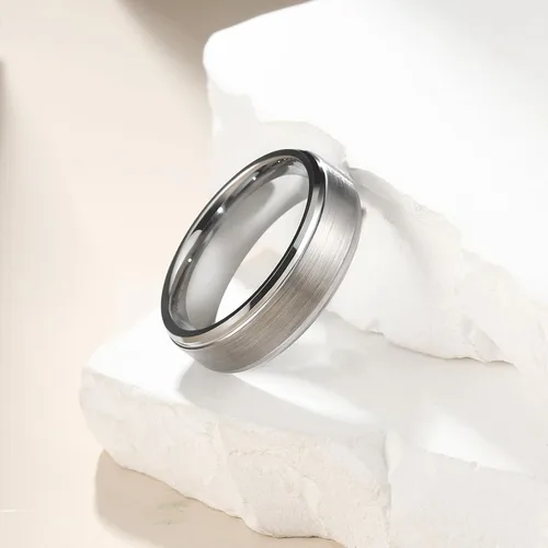 Vista 3 de King Will - Anillo de tungsteno básico para hombre, de 1564, 932, 516, 2364 y 2564 de pulgada, con acabado cepillado mate, ideal como anillo