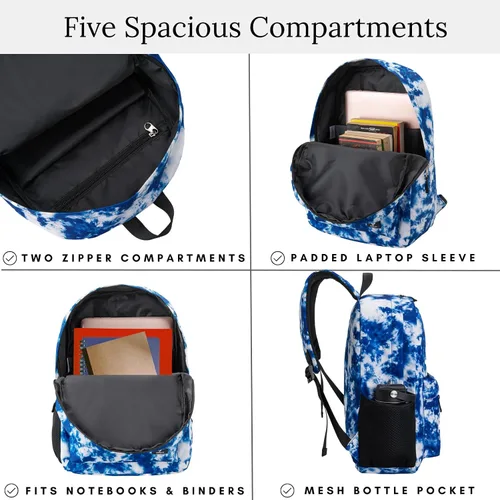 Vista 2 de Fenrici Mochila para niños, niños, mochila para la escuela, bolsas para libros con compartimento acolchado para laptop, 17 pulgadas, Azul