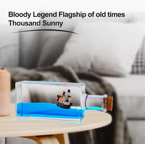 Vista 2 de LETINE Thousand Sunny - Decoración sensorial para adultos, diseño de barco pirata de anime insumergible en una botella, mini adorno de movimiento
