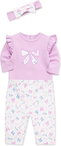 Vista 20 de Little Me Conjunto de 3 piezas para bebé, 100% algodón, body con diadema y pantalón a juego, de 3 meses a 24 meses