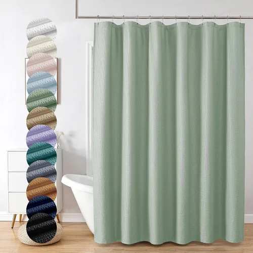 Vista 68 de OVZME Cortina de ducha de tela Berry Stall de 36 x 72 pulgadas, suave y gofre, pequeña cortina de ducha negra para baño con textura para un