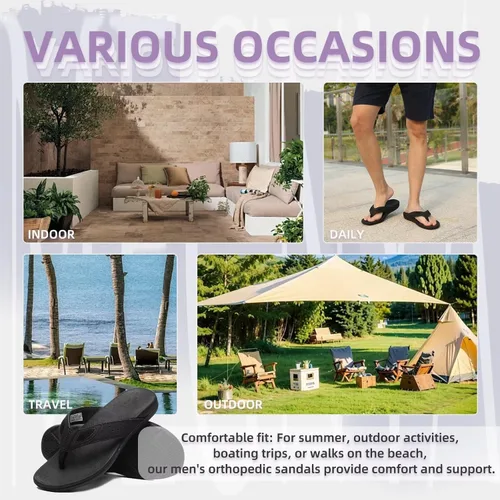 Vista 6 de MEGNYA Sandalias ortopédicas para hombre para fascitis plantar, sandalias atléticas con soporte para el arco, cómodas pantuflas para caminar