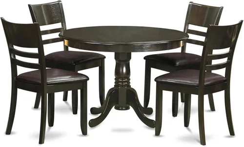 Vista 8 de East West Furniture HLLY5-CAP-W Juego de comedor de 5 piezas incluye una mesa de comedor redonda con pedestal y 4 sillas de cocina, 42 x 42