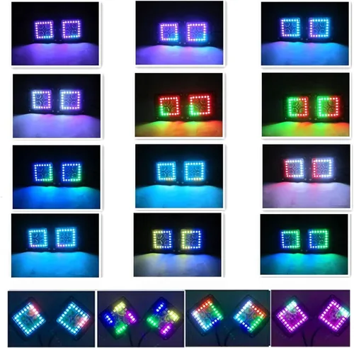 Vista 6 de ASLONG 4 piezas de 4" pulgadas LED Pods Barra de luz de trabajo todoterreno con halo RGB multicolor persiguiendo 16 colores sólidos más de 92 modos