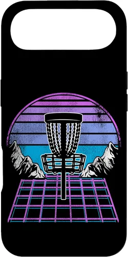 Vista 27 de Disc Golf Basket 90s Synthwave Sunset Retrowave Frisbee Golf Case for iPhone 17