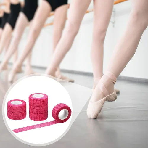 Vista 6 de Cinta adhesiva para dedos de 24 rollos rosa, cinta adhesiva transpirable y flexible, cinta elástica a prueba de sudor, protección contra ampollas