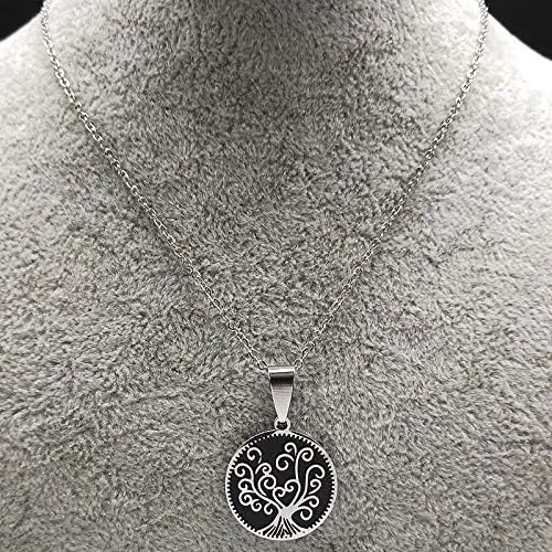 Vista 5 de 2024 Tree of Life Stainless Steel Necklaces for Women Silver Color Necklaces Pendants Jewellery Bisuteria
