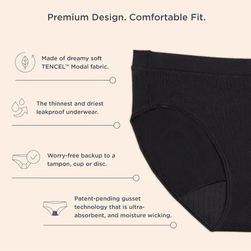 Vista 3 de saalt Ropa interior modal de breve período de comodidad - Absorción pesada y súper absorción