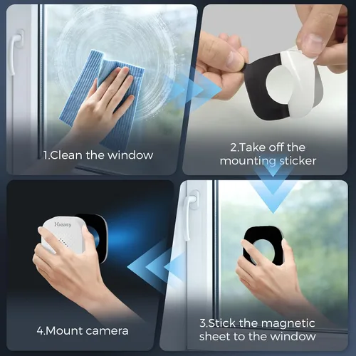 Vista 2 de Cámara de ventana 3K de 5 MP, cámara interior sin suscripción para seguridad al aire libre a través de vidrio, tarjeta SD de 32 GB incluida