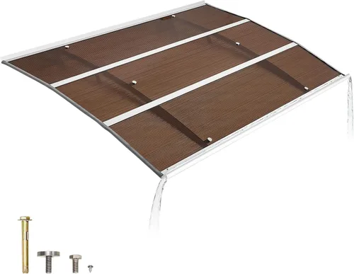 Vista 14 de VEVOR Toldo para puerta de entrada, toldo de puerta de ventana de 24 x 24 pulgadas con drenaje y soporte de ABS, cubierta de policarbonato