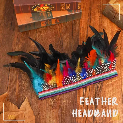 Vista 2 de Diadema de plumas, tocado indio, tocado de corona, tocado de carnaval, accesorios para el cabello para mujer