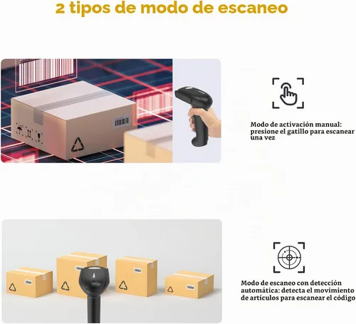 Vista 6 de VOTTAN Escáner de código de barras QR 2D, Bluetooth y 2.4G inalámbrico y USB con cable para conectar iPad teléfono, tableta, PC, POS, UPC EAN 1D