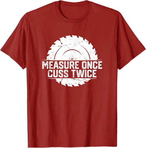Vista 43 de Measure Once Cuss Twice, divertida camiseta de regalo para carpintería, Negro, S