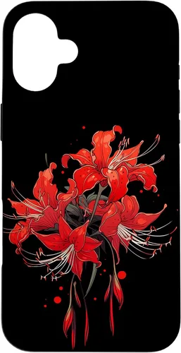Vista 23 de iPhone 16 Red Spider Lily Funda de anime de manga estética japonesa japonesa