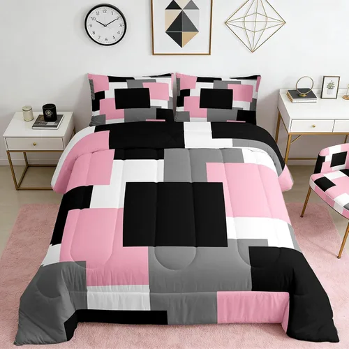 Vista 41 de Castle Fairy Juego de edredón con estampado azteca occidental, juego de ropa de cama geométrica a rayas marrones para niños y adolescentes