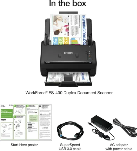 Vista 5 de Epson Workforce ES-400 Color Duplex Document Scanner para PC y Mac, alimentador automático de documentos (ADF)